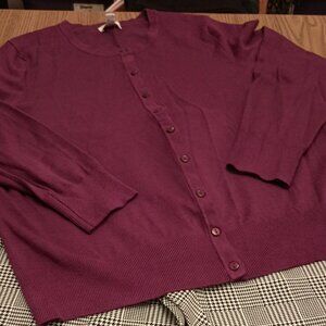 Charter Club Size L Burgundy Cardigan (EUC)